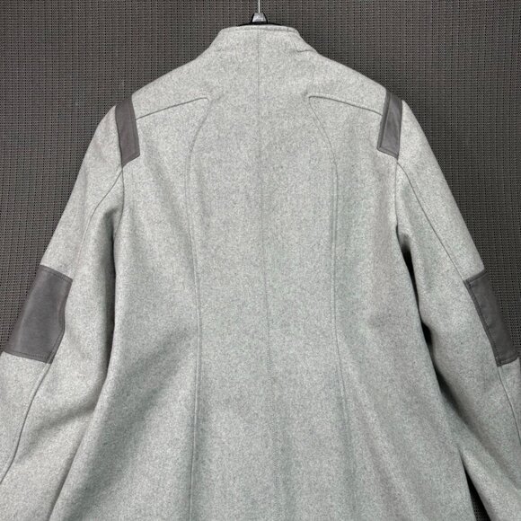 Calvin Klein Womens Grey Wool-Blend Coat With Faux Leather Accents - Size XL - Picture 9 of 9